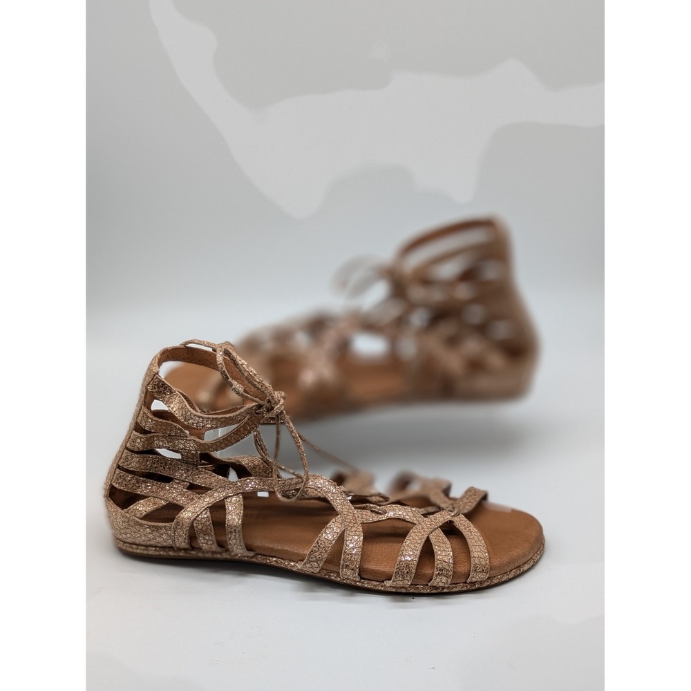 Gentle Souls Break My Heart 3 Sandals Women 10M Rose Gold Leather Gladiator